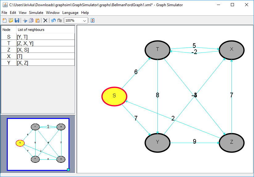 Graph Simulator - Editing mode in main window