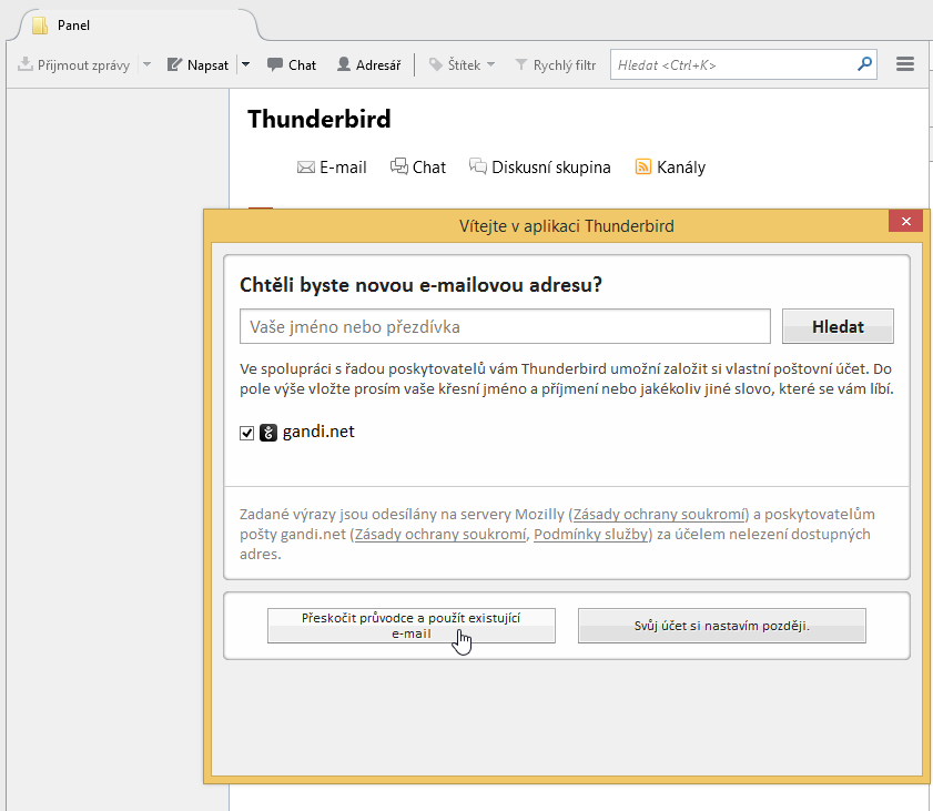 konfigurace Thunderbird